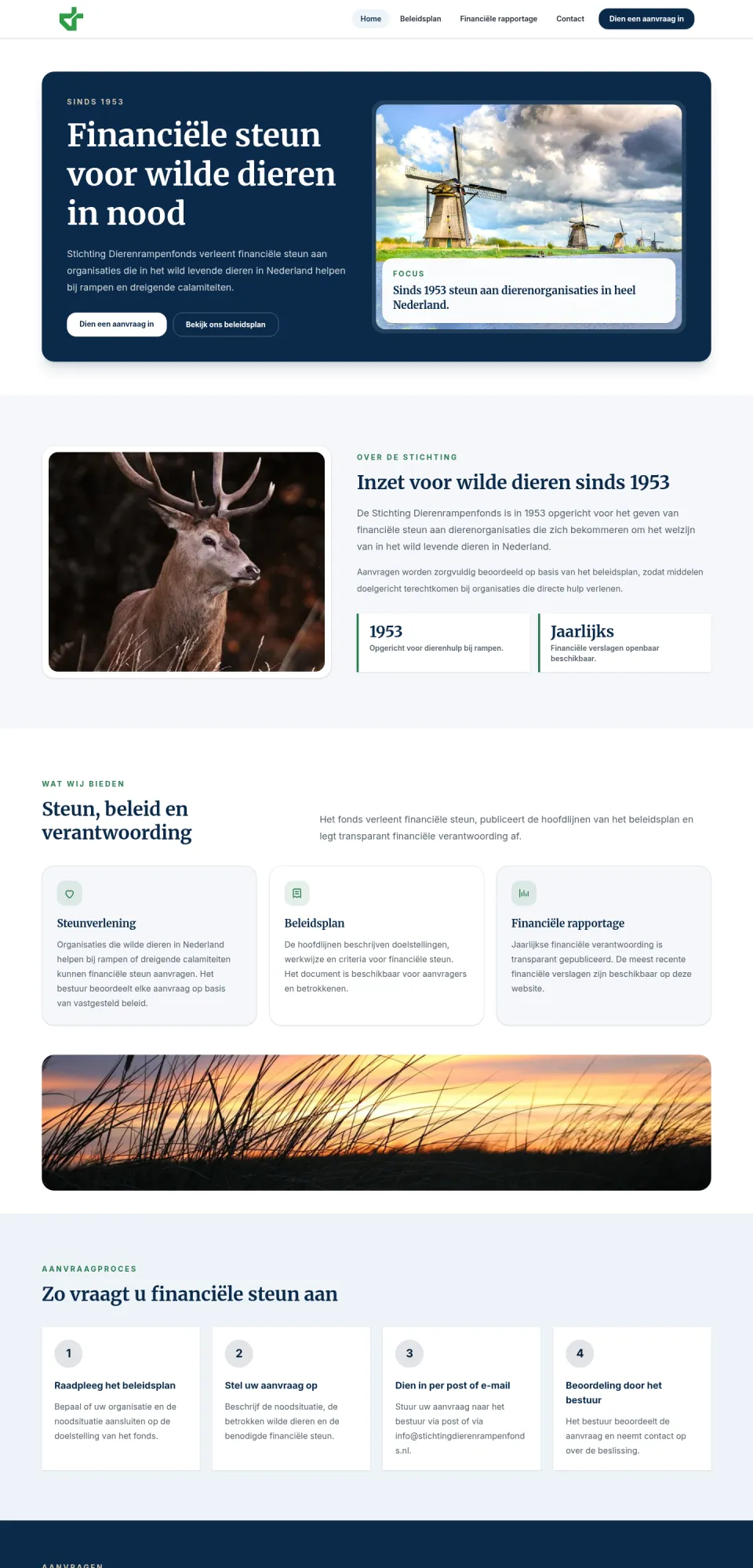 Website van Stichting Dierenrampenfonds